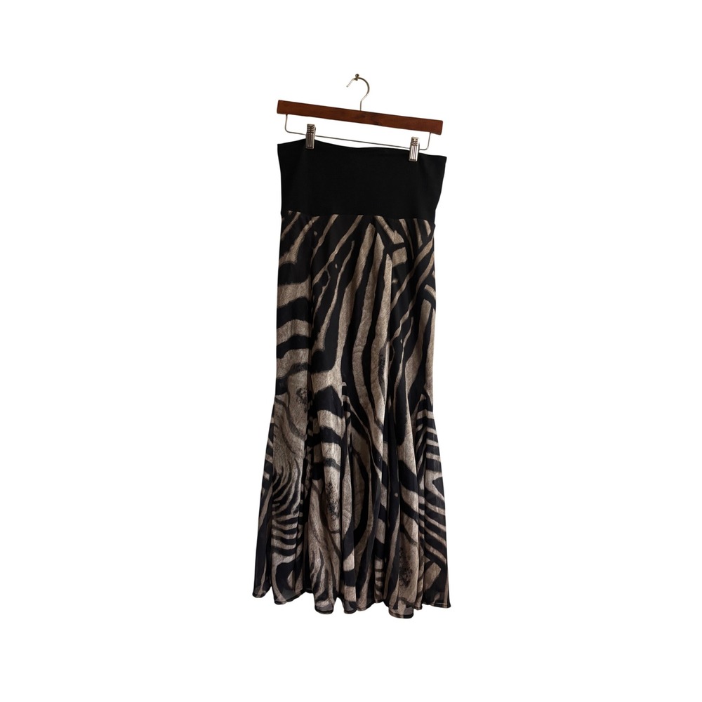 Conrad C Collection Zebra Print Maxi Skirt Black Tan High Waist Small S